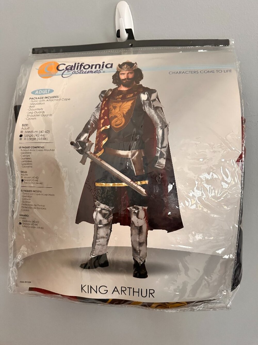 King Arthur Medieval Knight Renaissance Men Costume Adult Large